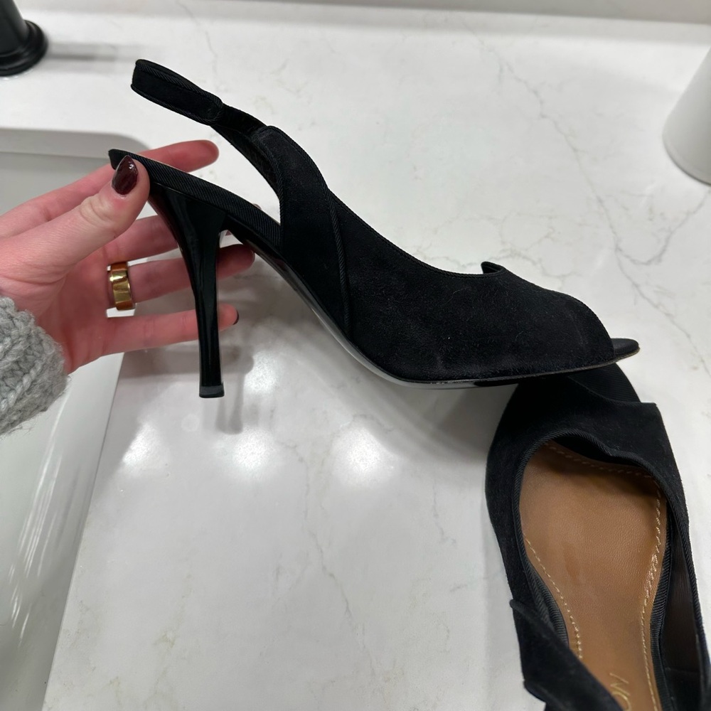 Louis Vuitton Black Suede Slingback Heels